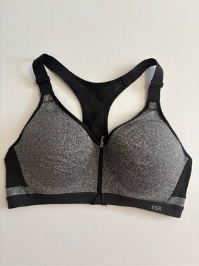 VSX Gray Front-Zip Racerback Sports Bra - High Support 38C